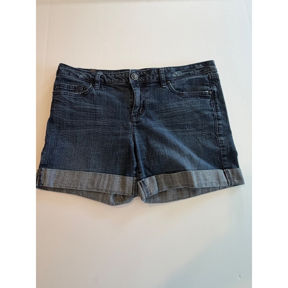 LC Lauren Conrad Womens‎ Dark Wash Cuffed Denim Jean Shorts Size 10 Stretch